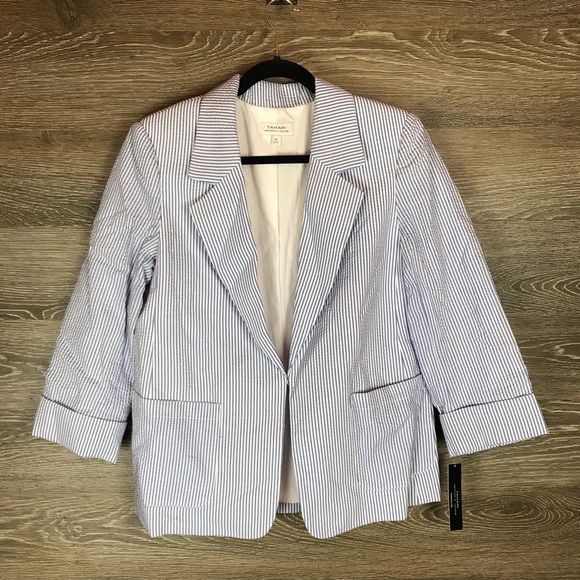 Tahari ASL Seersucker Jacket in blue & white NWT - Picture 2 of 16